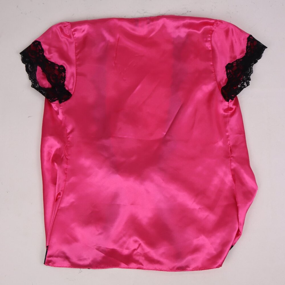 🌺 Frederick's of Hollywood NWOT Pink Lace Set Pants Top Panties Corset Pajama S - Picture 3 of 7